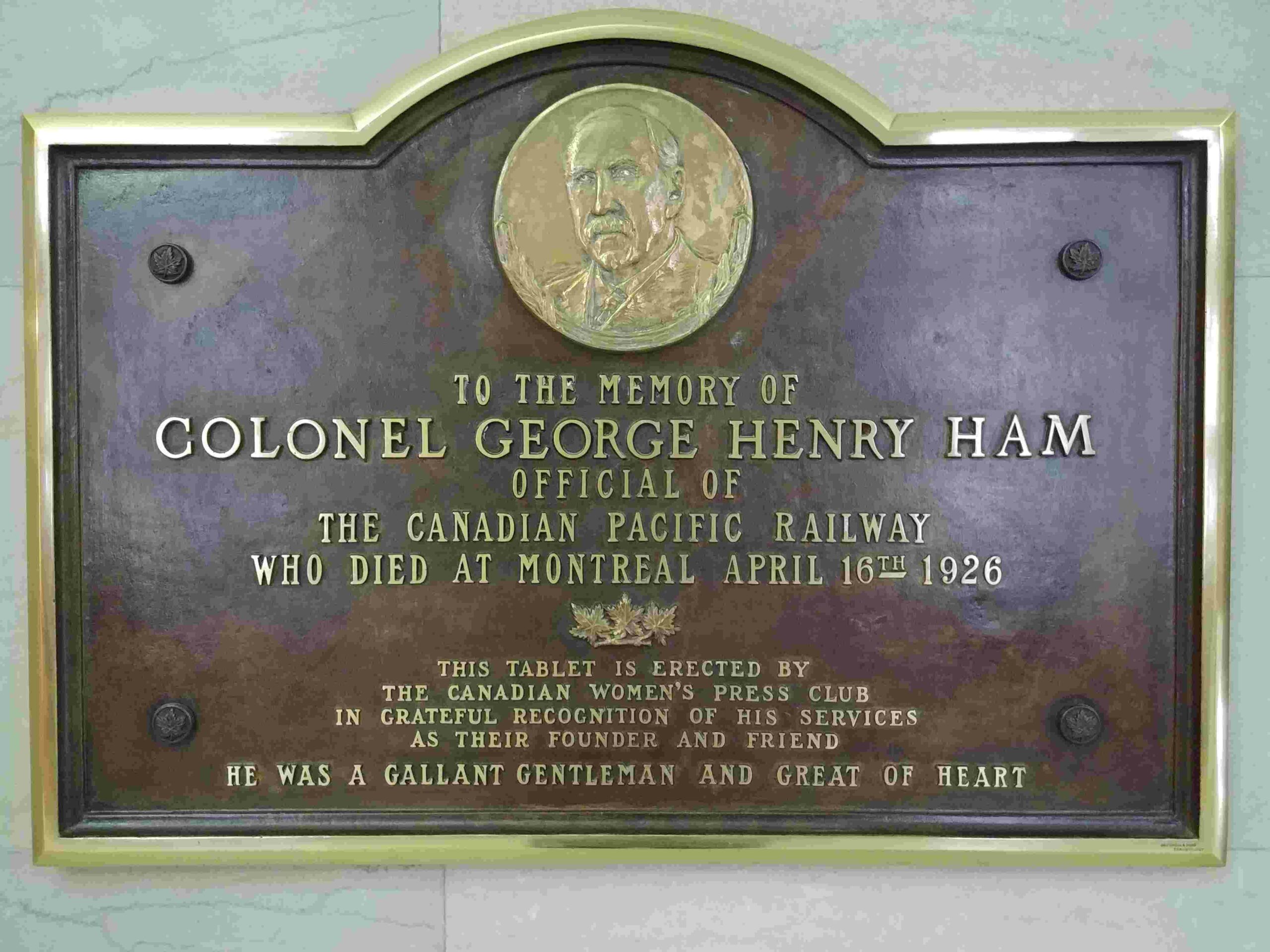 Plaque of George Ham